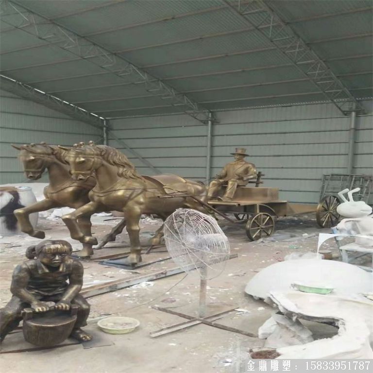 玻璃鋼仿銅馬車雕塑，馬車雕塑定做，啤酒節(jié)馬車雕塑8