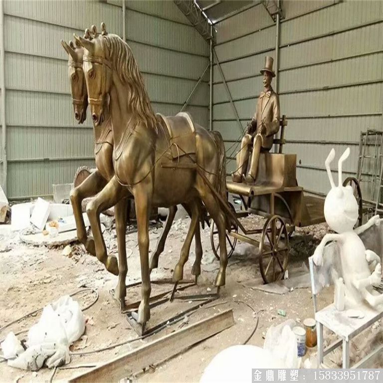 玻璃鋼仿銅馬車雕塑，馬車雕塑定做，啤酒節(jié)馬車雕塑1