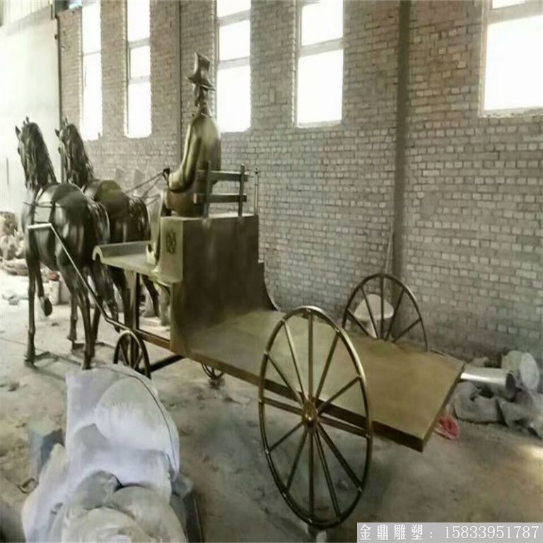 玻璃鋼仿銅馬車雕塑，馬車雕塑定做，啤酒節(jié)馬車雕塑2