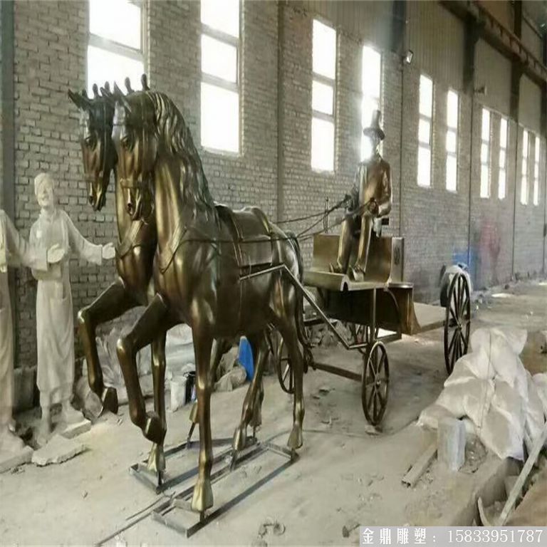 玻璃鋼仿銅馬車雕塑，馬車雕塑定做，啤酒節(jié)馬車雕塑3