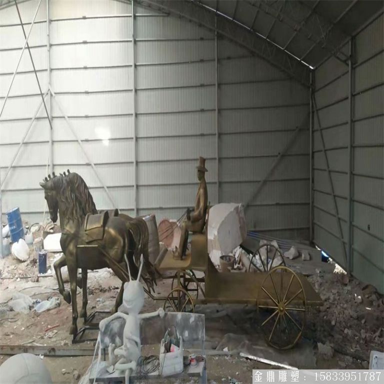 玻璃鋼仿銅馬車雕塑，馬車雕塑定做，啤酒節(jié)馬車雕塑6
