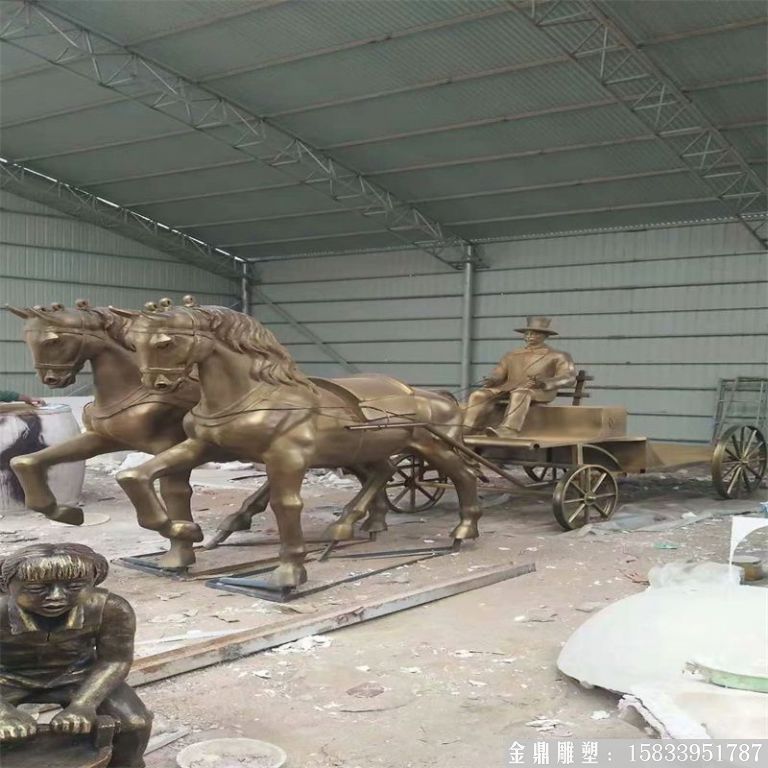玻璃鋼仿銅馬車雕塑，馬車雕塑定做，啤酒節(jié)馬車雕塑7