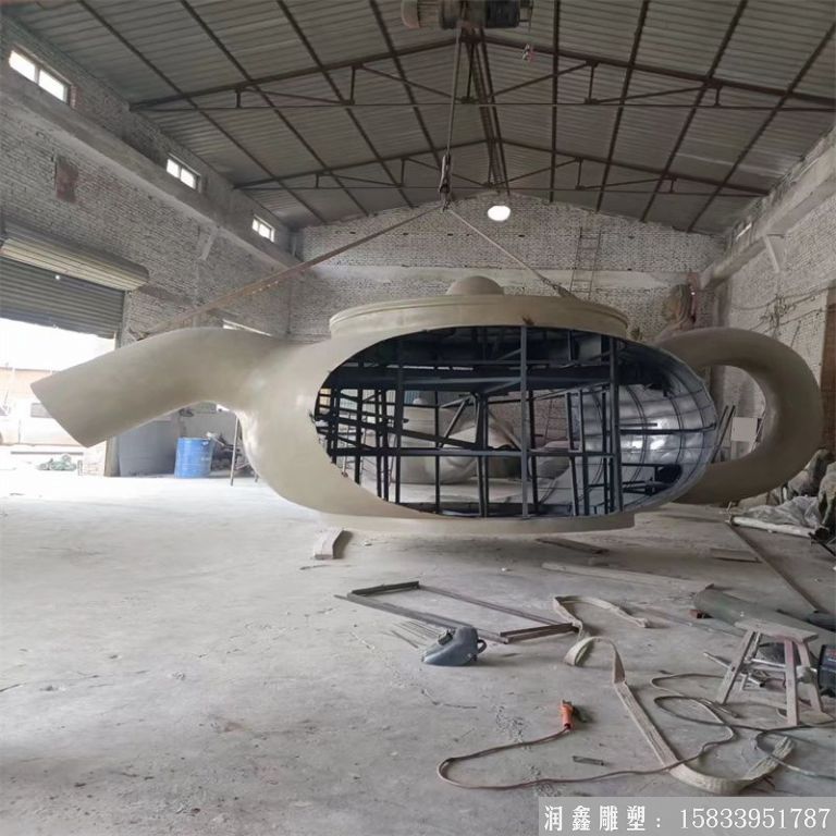 不銹鋼懸空天壺茶壺噴泉，景觀壺案例